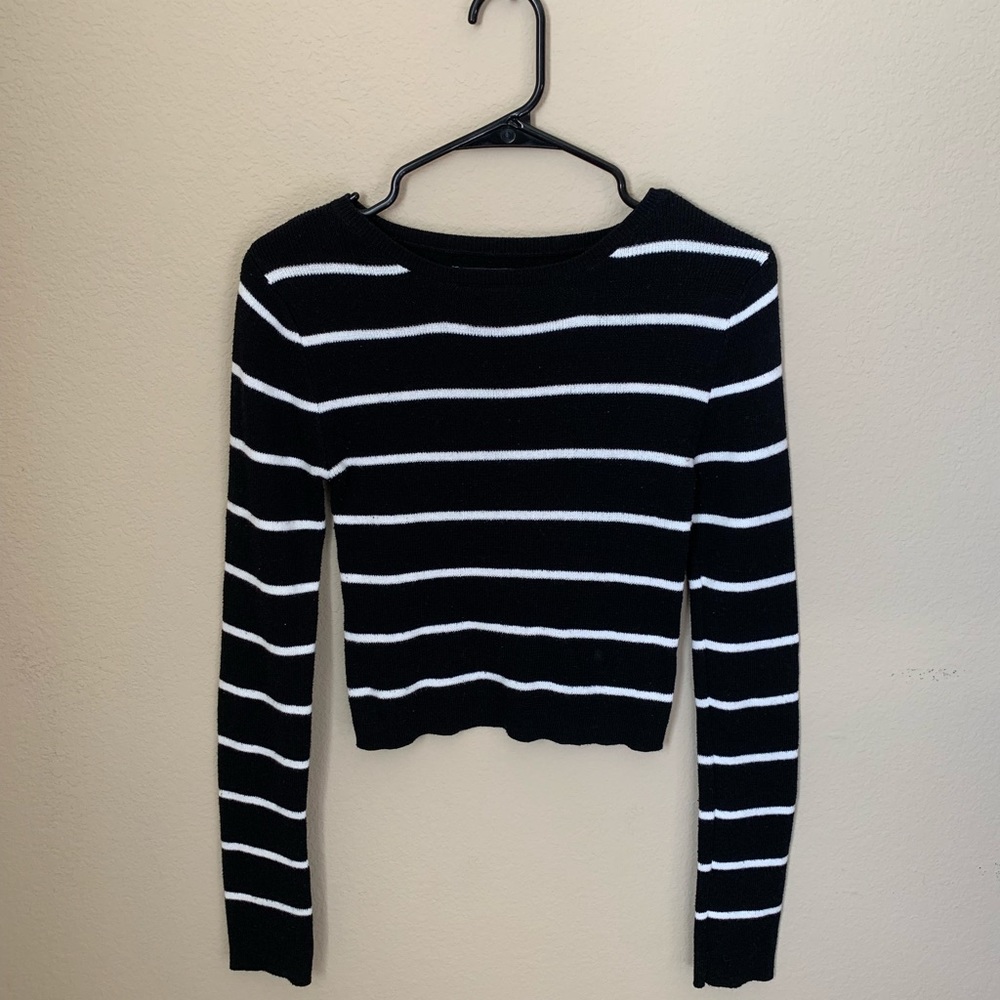 A black and white striped crop top